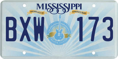 MS license plate BXW173