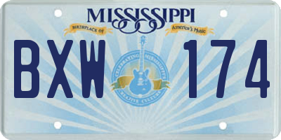 MS license plate BXW174