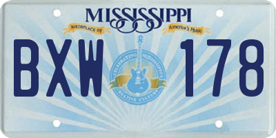 MS license plate BXW178