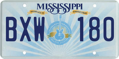 MS license plate BXW180