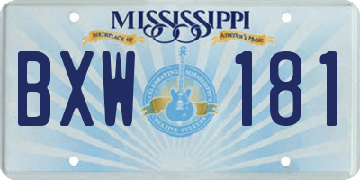 MS license plate BXW181