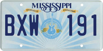 MS license plate BXW191