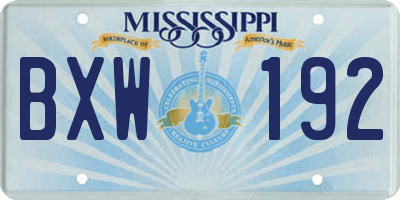 MS license plate BXW192