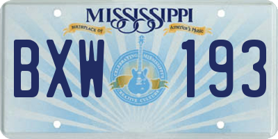 MS license plate BXW193