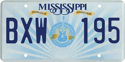 MS license plate BXW195