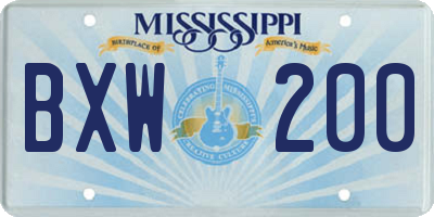 MS license plate BXW200