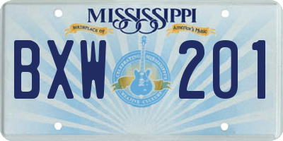 MS license plate BXW201