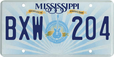 MS license plate BXW204