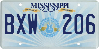 MS license plate BXW206