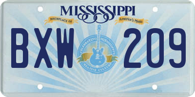 MS license plate BXW209
