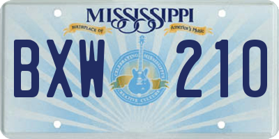 MS license plate BXW210