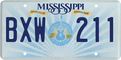 MS license plate BXW211
