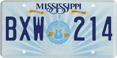 MS license plate BXW214