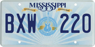 MS license plate BXW220