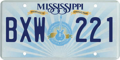 MS license plate BXW221