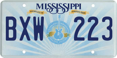 MS license plate BXW223