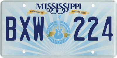 MS license plate BXW224