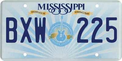 MS license plate BXW225