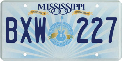 MS license plate BXW227