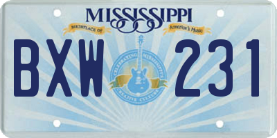 MS license plate BXW231