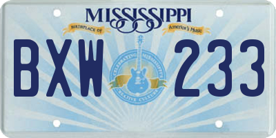 MS license plate BXW233