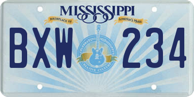 MS license plate BXW234