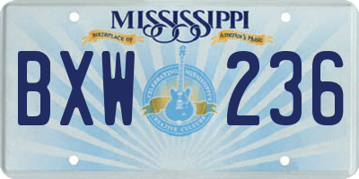 MS license plate BXW236