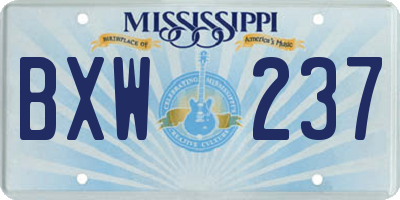 MS license plate BXW237