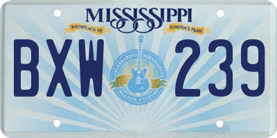 MS license plate BXW239