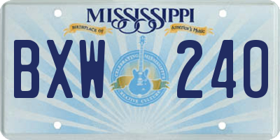 MS license plate BXW240