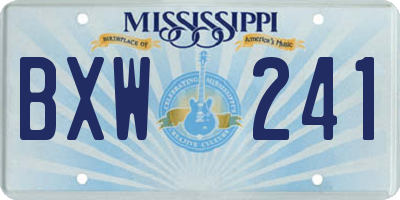 MS license plate BXW241