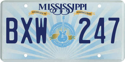 MS license plate BXW247
