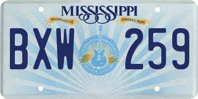 MS license plate BXW259