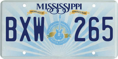 MS license plate BXW265