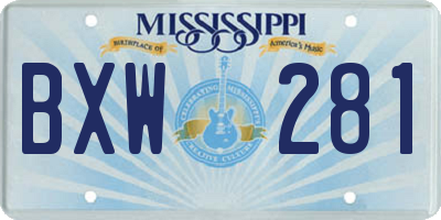 MS license plate BXW281