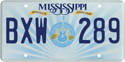 MS license plate BXW289
