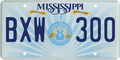 MS license plate BXW300