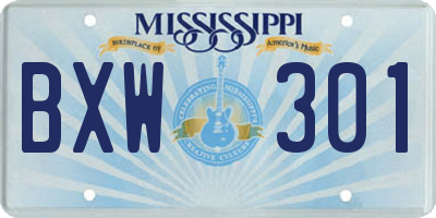 MS license plate BXW301