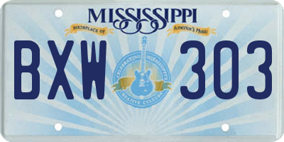 MS license plate BXW303