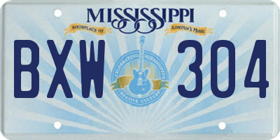 MS license plate BXW304