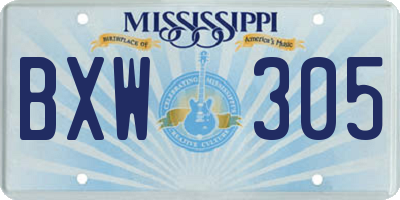 MS license plate BXW305