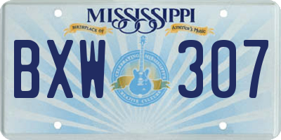 MS license plate BXW307