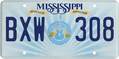 MS license plate BXW308
