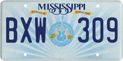 MS license plate BXW309