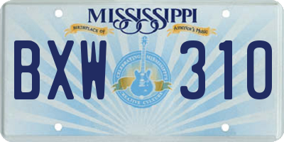 MS license plate BXW310