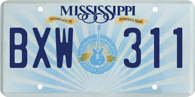 MS license plate BXW311
