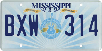 MS license plate BXW314