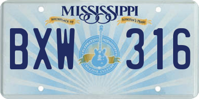 MS license plate BXW316