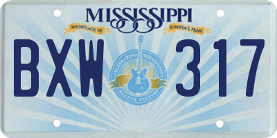 MS license plate BXW317