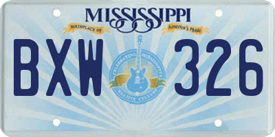 MS license plate BXW326